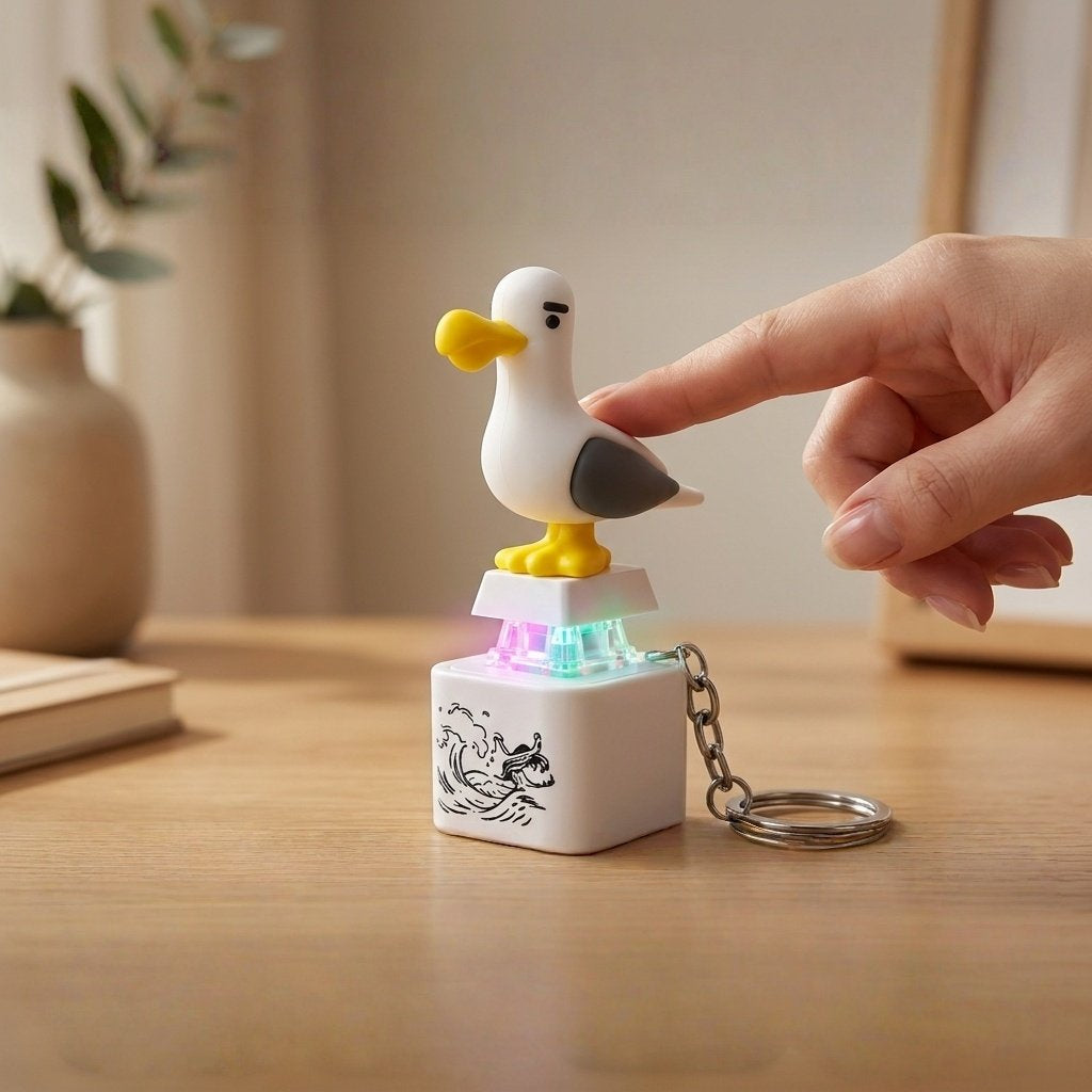 π¦ The "MINE!" Seagull Clicker β RGB Mechanical Fidget Keychain