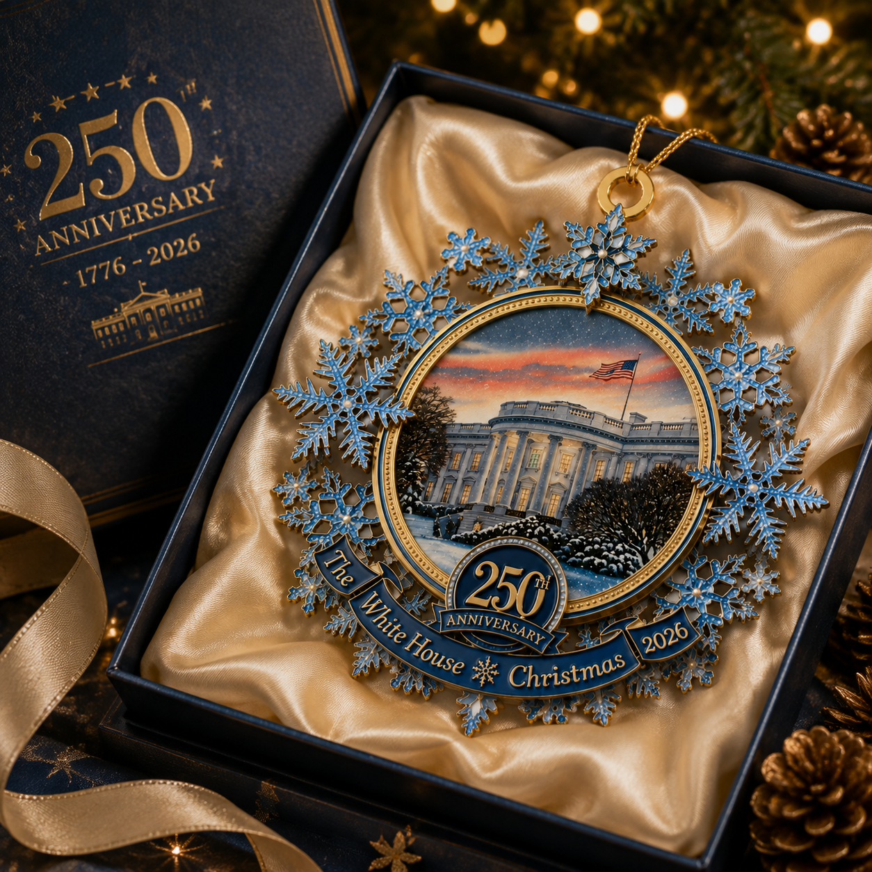 đ„Last 30pcsâšâ° Limited anniversary editionâš49% OFF!đ„White House 250th Anniversary Commemorative Snowflake Ornament