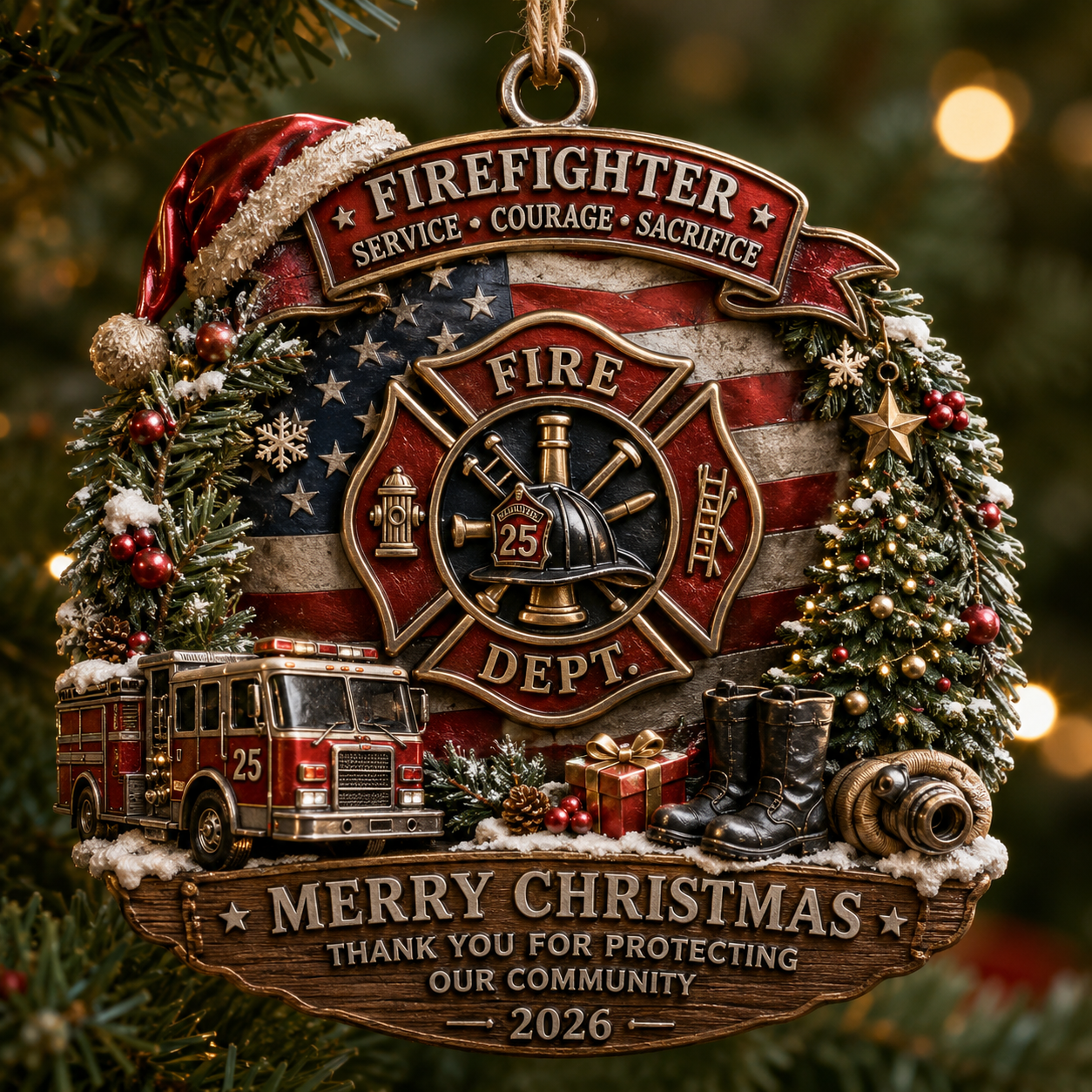 Honor & Sacrifice: Firefighter 2026 Commemorative Christmas Ornament