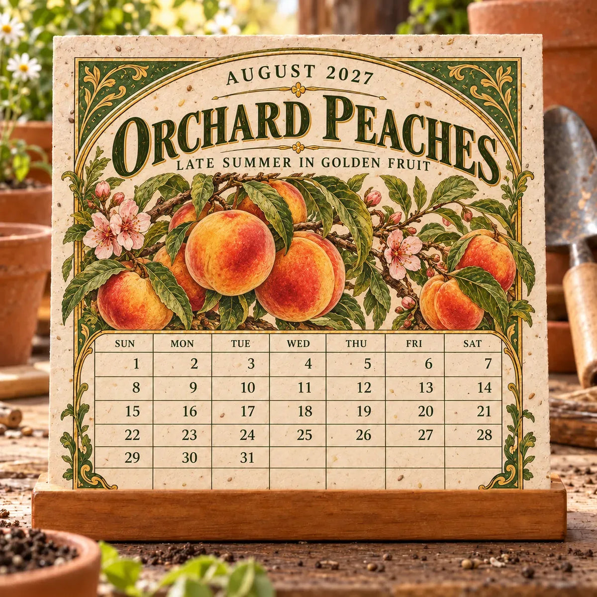 ๐ฑ 2027 Heirloom Garden Plantable Seed Calendar | 12 Plantable Months with Vintage Botanical Art & Wooden Stand ๐ผ
