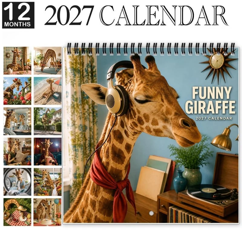 π¦ Funny Giraffe 2027 Wall Calendar β Music, Sass & Long-Necked Charm