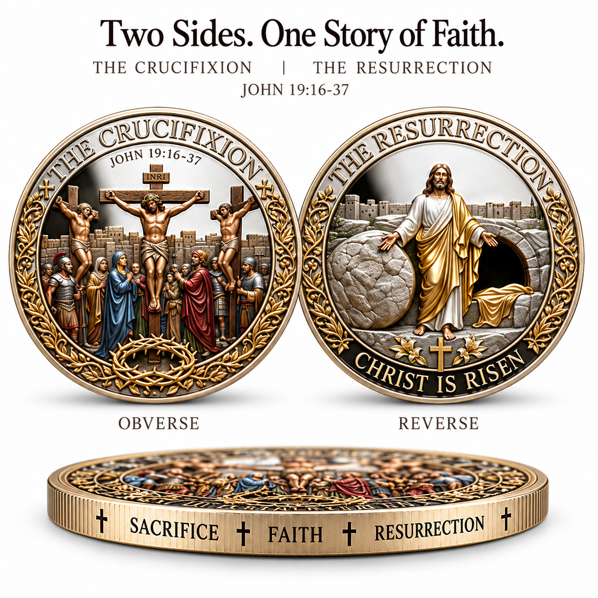 Two Sides, One Promise – Crucifixion & Resurrection Commemorative Coin
