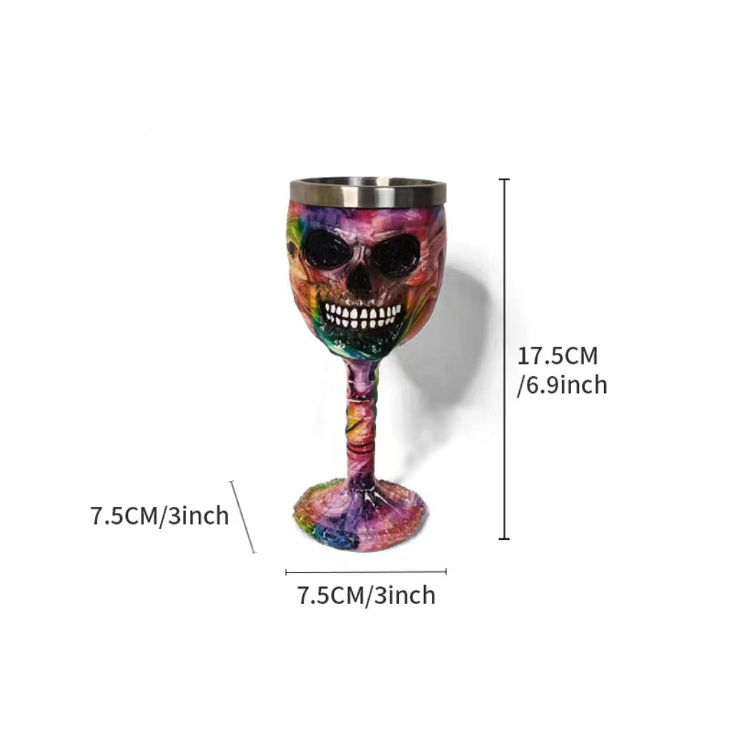 ð¥Horrible Resin Stainless Steel Skeletal Wine Goblet