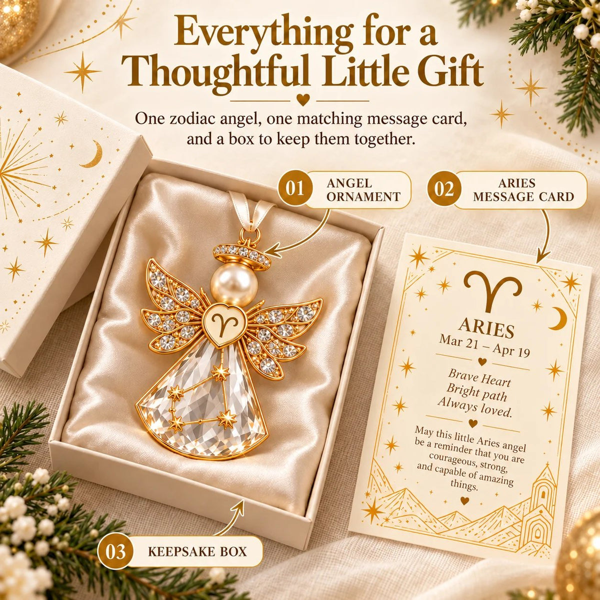 πΌ Christmas Zodiac Guardian Angel Keepsake | 12 Signs with Jewel-Toned Designs & Meaningful Gift Cards β¨