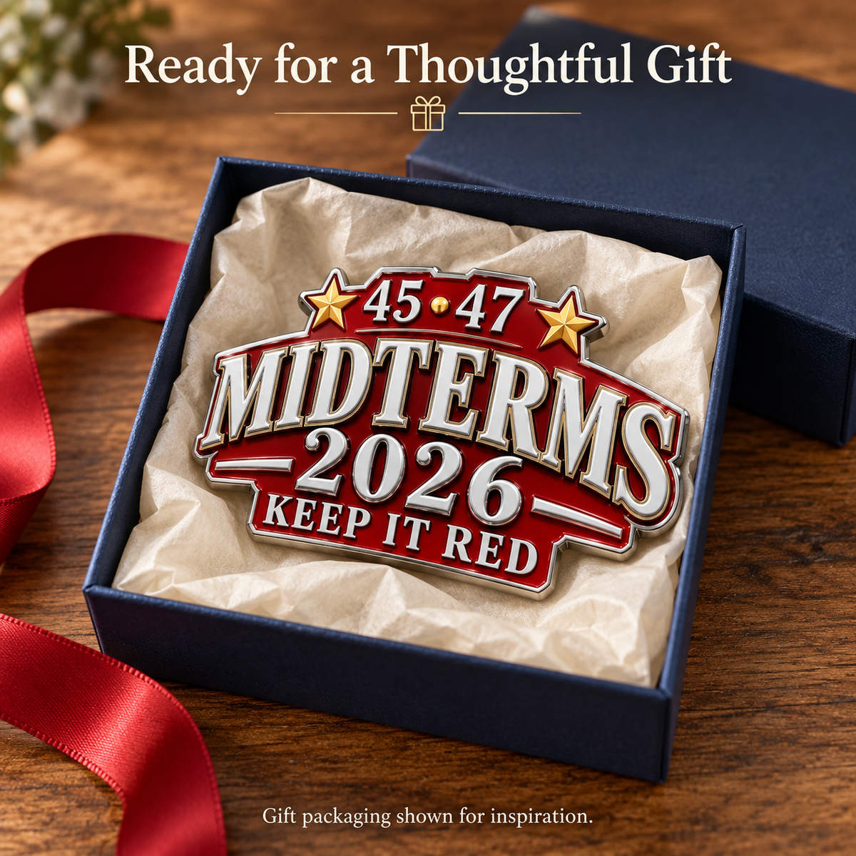 🇺🇸 Premium 3D Metal "45-47 Keep It Red" 2026 Midterms Car Emblem | Heavy-Duty Bumper Badge