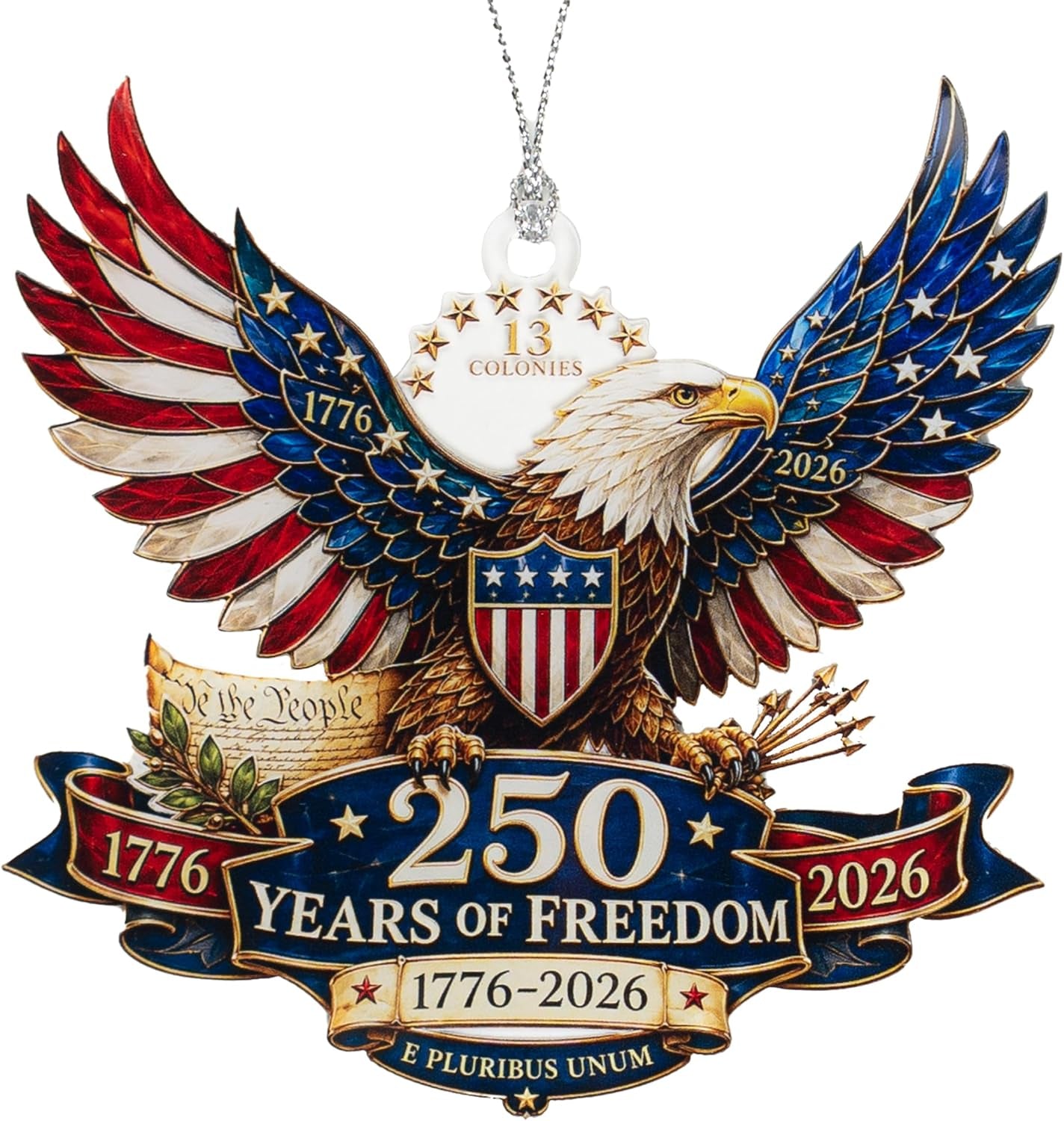 1776–2026 Freedom Eagle Christmas Ornament