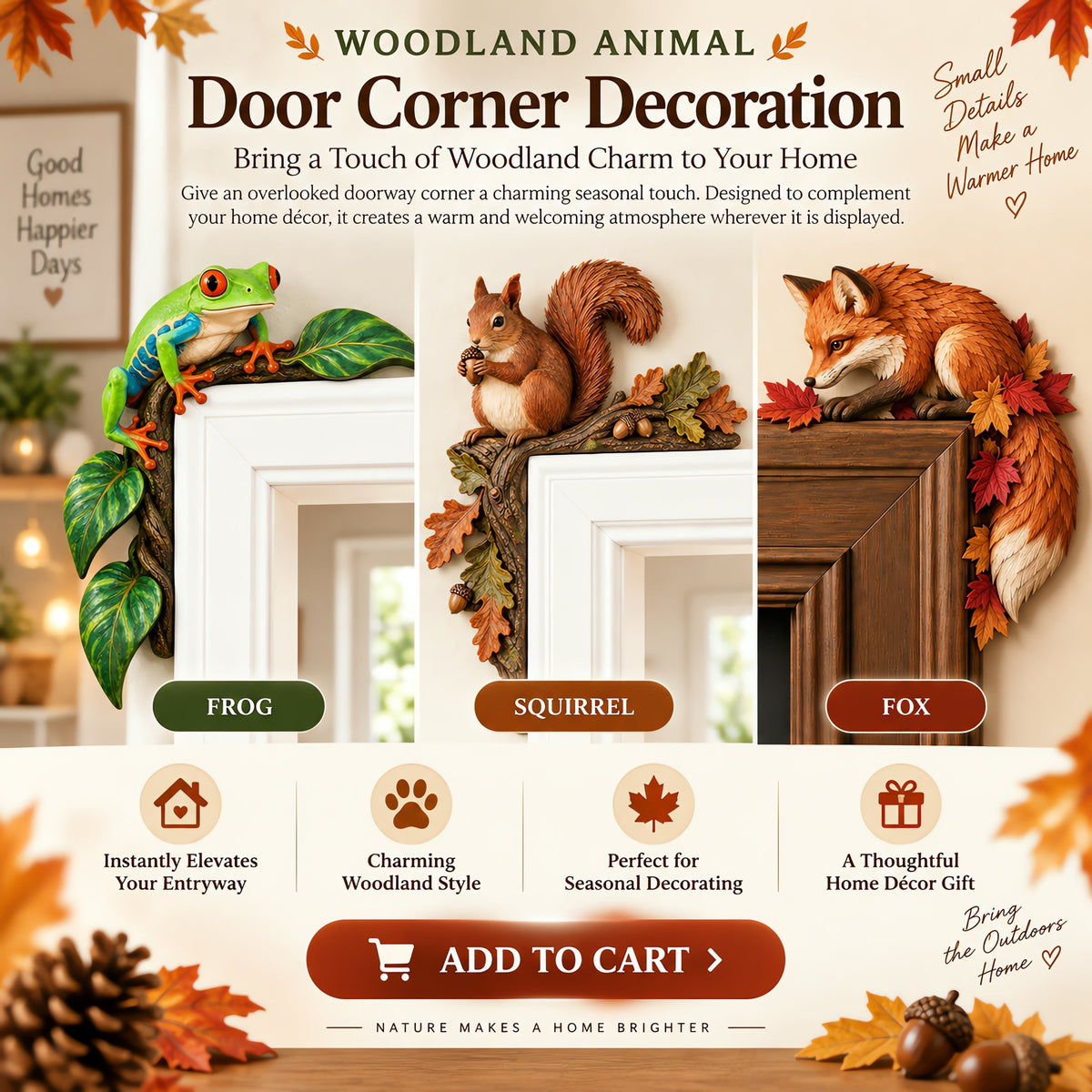 ๐ Woodland Animal Door Corner Decoration