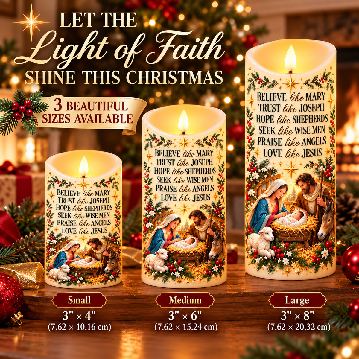 βοΈ Believe Like Mary β π―οΈ LED Nativity Christmas Candle
