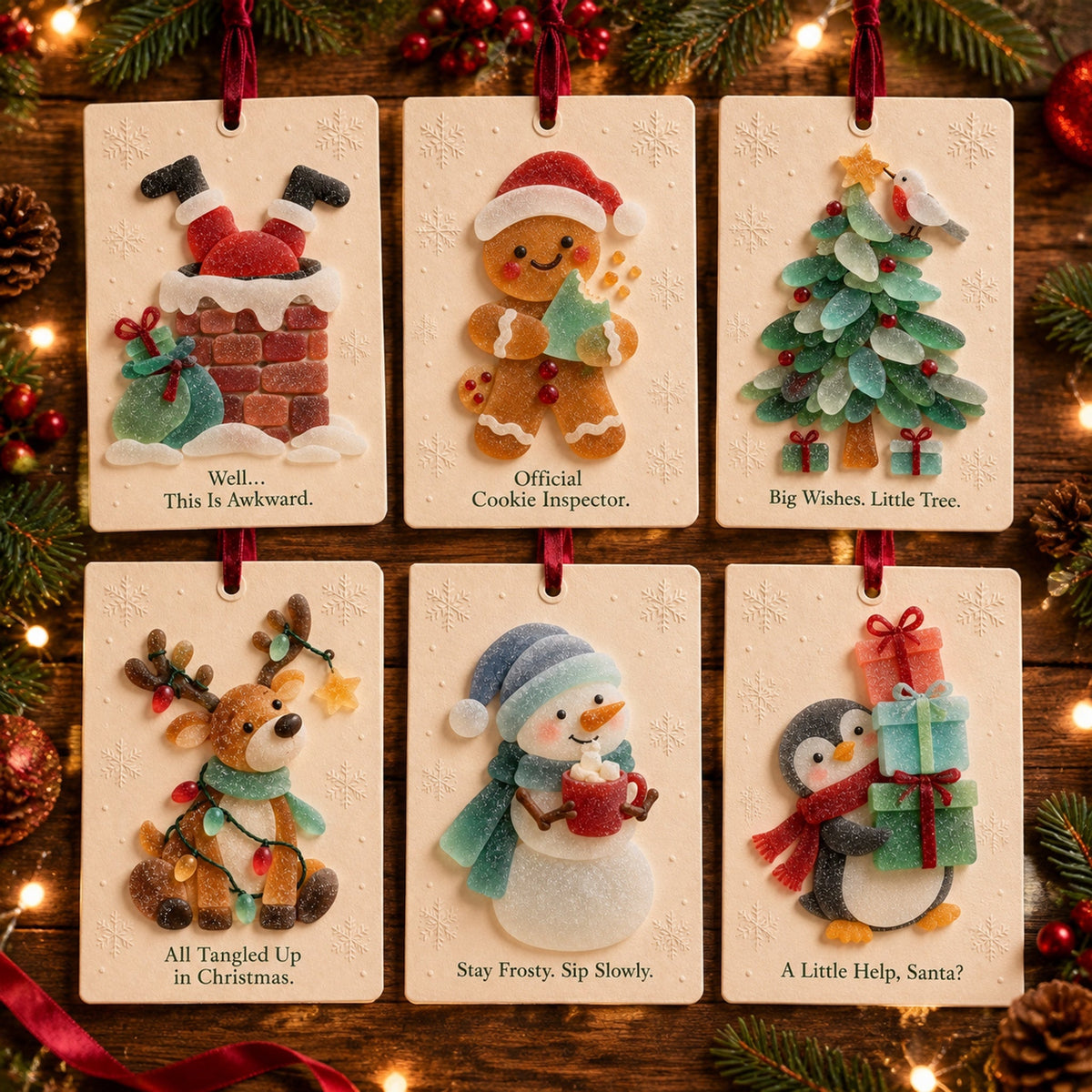 π Funny Christmas Hanging Card Ornament β 6 Designs Foldable Greeting Card β¨β€οΈ