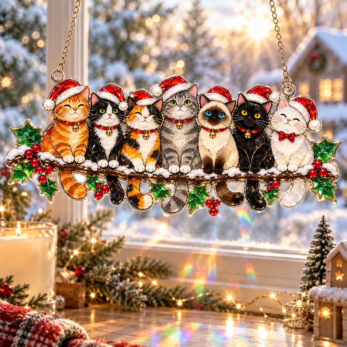 โจ Whimsical Winter Suncatchers(11 types) | Shatterproof "Stained-Glass" Acrylic Window Hangings ๐