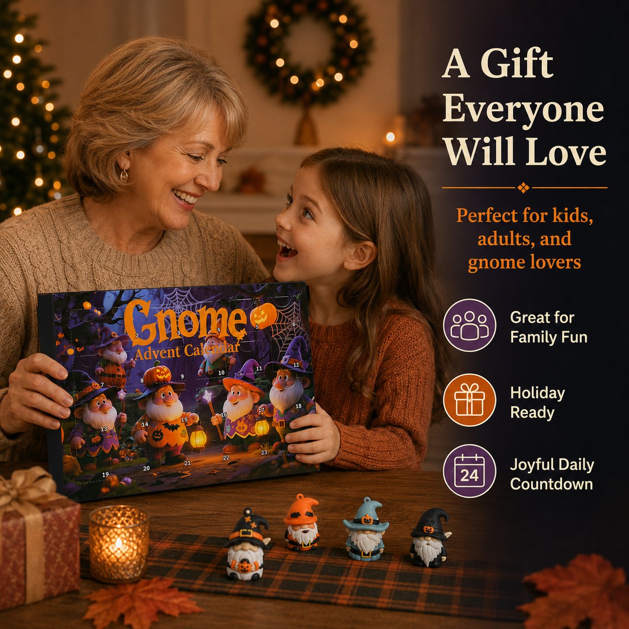 π Last Day 50% OFF - 24 Days of Halloween Gnome Surprise Figures Advent Calendar Box