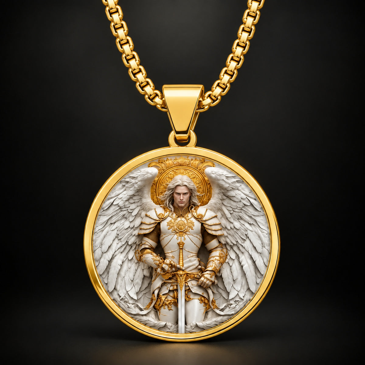 Angel Warrior Pendant Necklace for Men — Faith, Strength & Protection