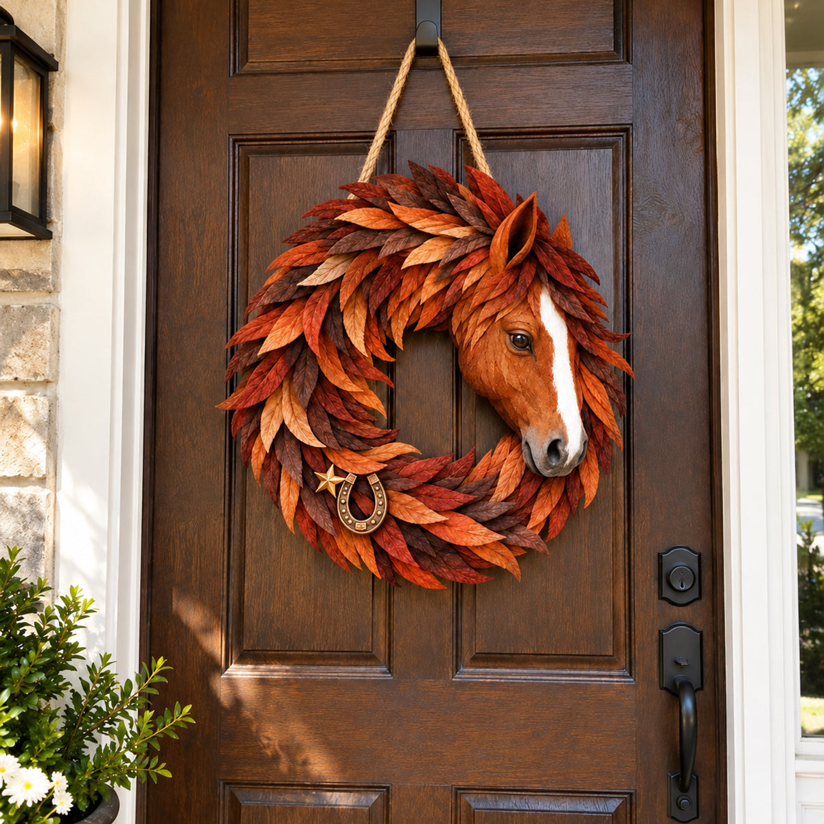 Handmade Wooden Farmhouse-Style Horse Head Wreath