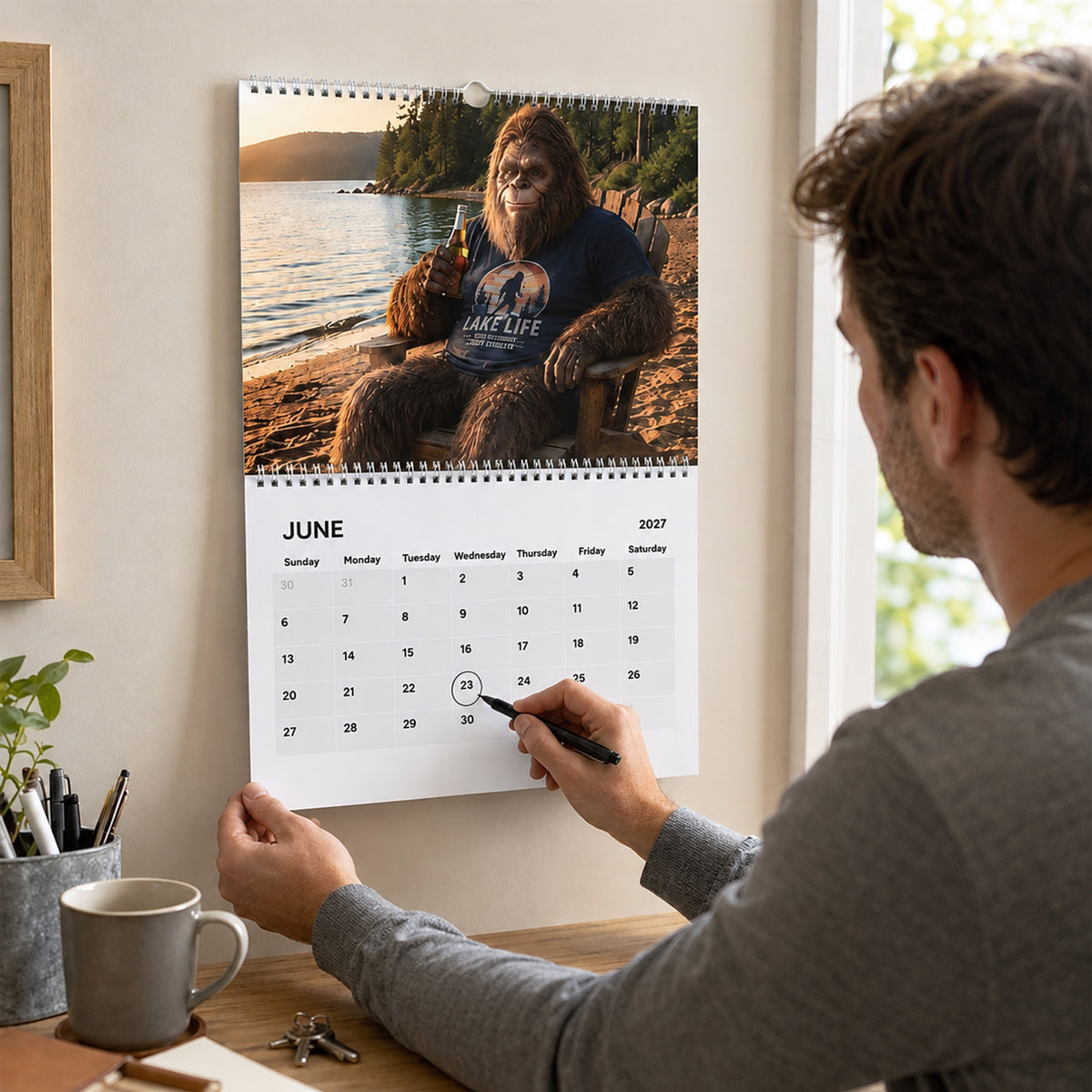 Bigfoot 2027 Calendar Funny Sasquatch Wall Calendar