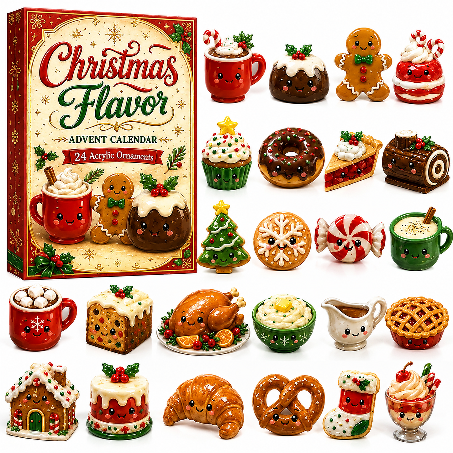 CHRISTMAS KICKOFF 50% OFF - Christmas Flavors Advent Calendar 2026 - 24-Day Festive Countdown, Acrylic Charms Blind Box - Gift For Family & Friends
