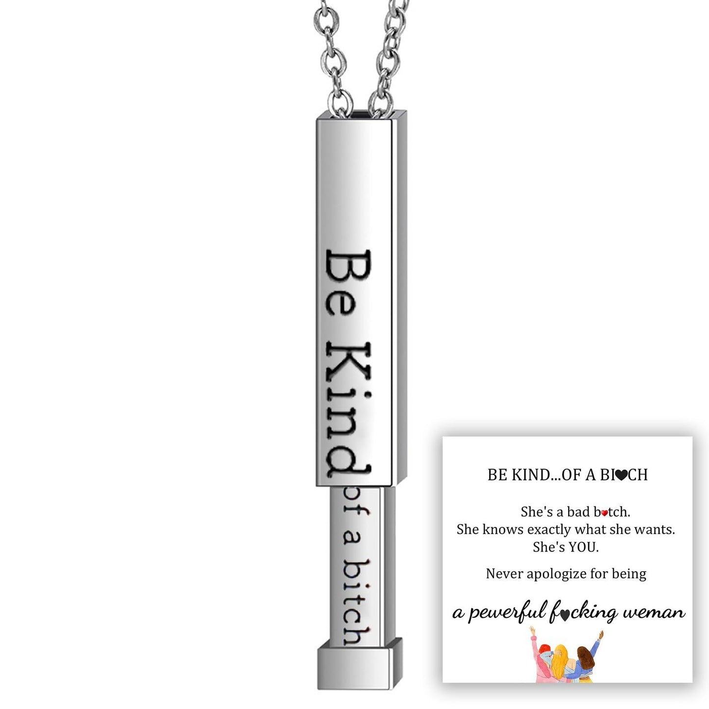 Be Kind...of a bi♡ch - Hidden Message Necklace