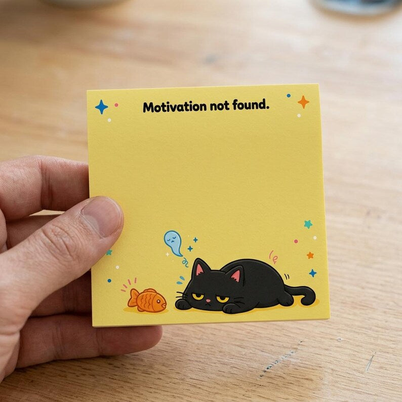 🐾 Sassy Black Cat Sticky Notes (4-Pack) | Funny Sarcastic Memo Pads for Office, School & WFH | 3"x3"