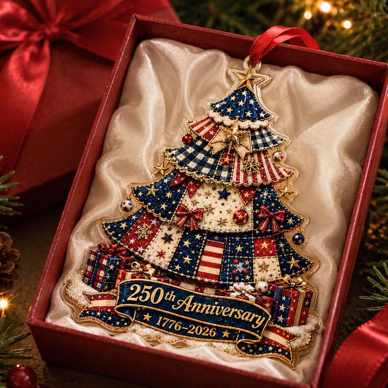 🔥Limited Time 50% OFF🎄 US 250th Anniversary Christmas Ornament, 7 Vintage American Flag Styles