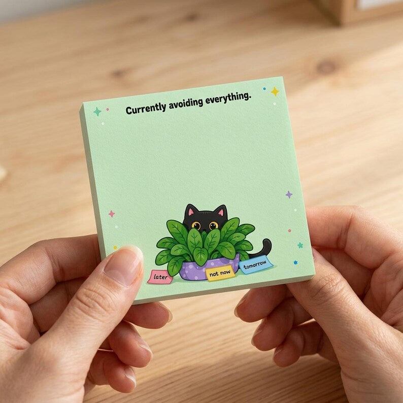 🐾 Sassy Black Cat Sticky Notes (4-Pack) | Funny Sarcastic Memo Pads for Office, School & WFH | 3"x3"