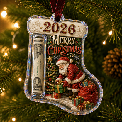🎅 Cash Clip Christmas Tree Ornament – Novelty Holiday Money Gift Clip