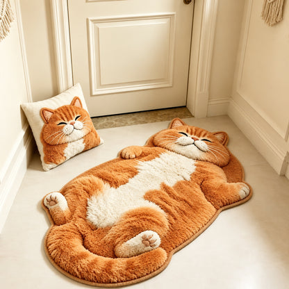 Chubby Tabby Cat Shaped Rug 🐱🤎