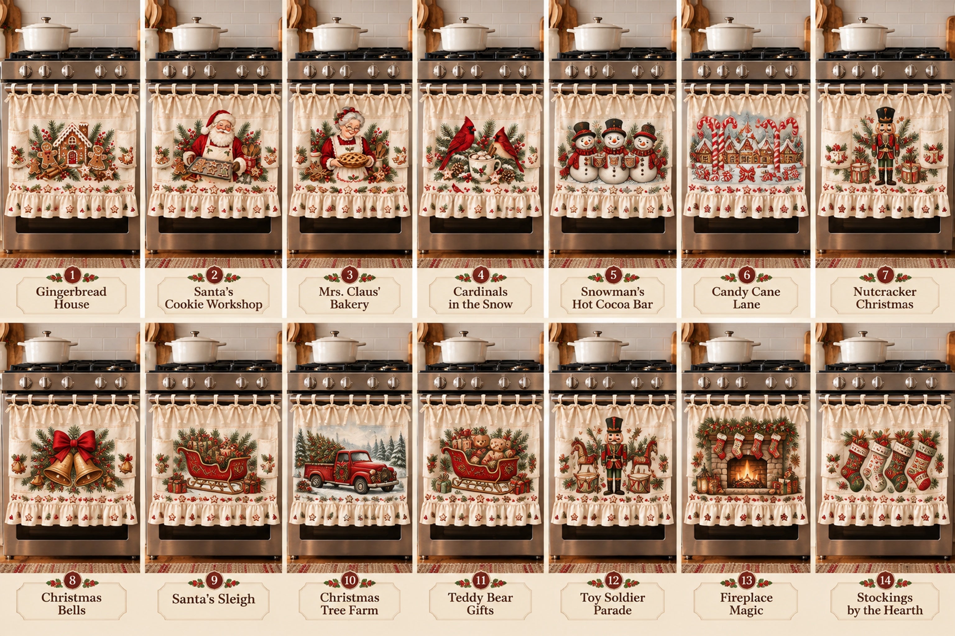 π Christmas Tie-On Pocket Curtain Collection