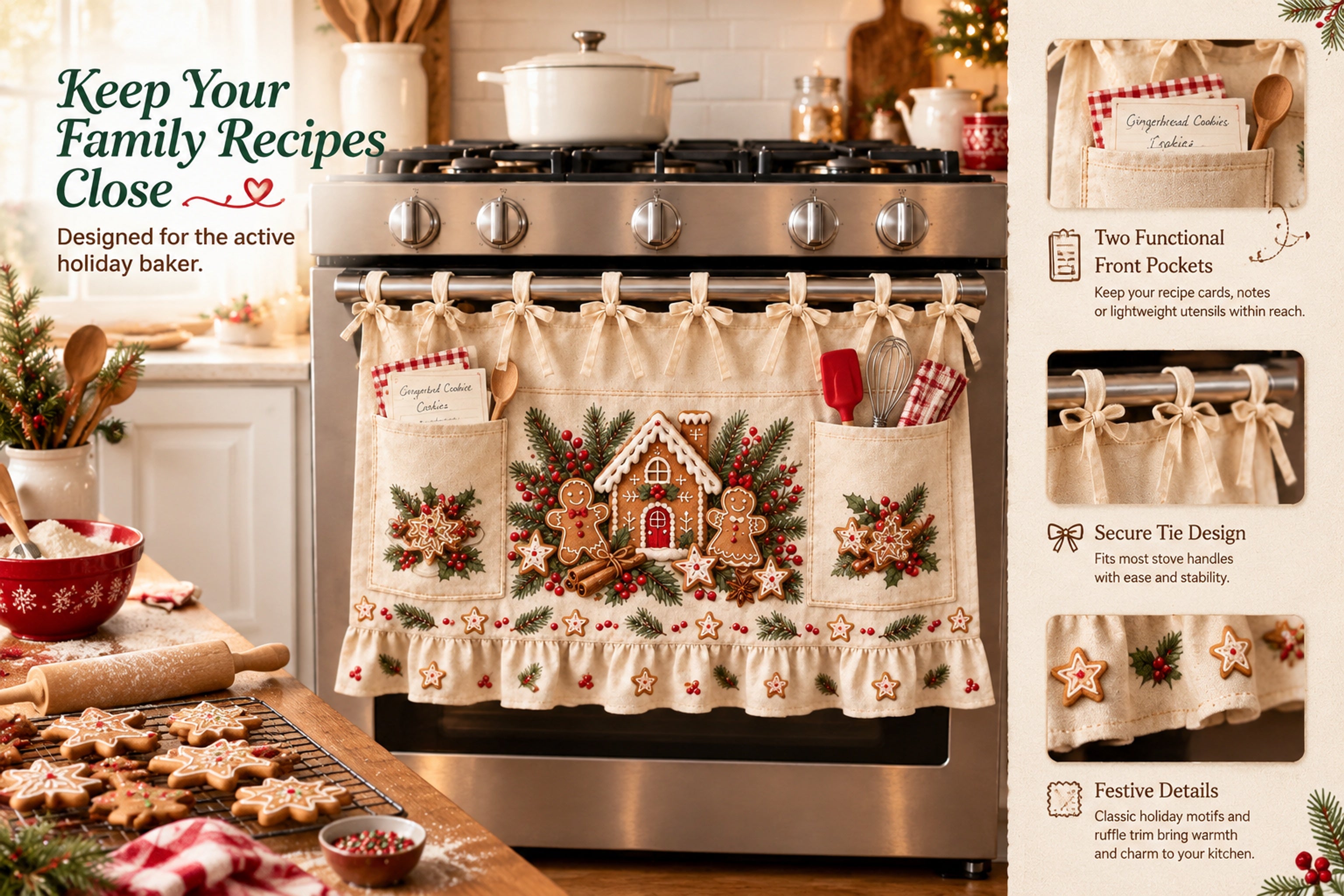 🎄 Christmas Tie-On Pocket Curtain Collection