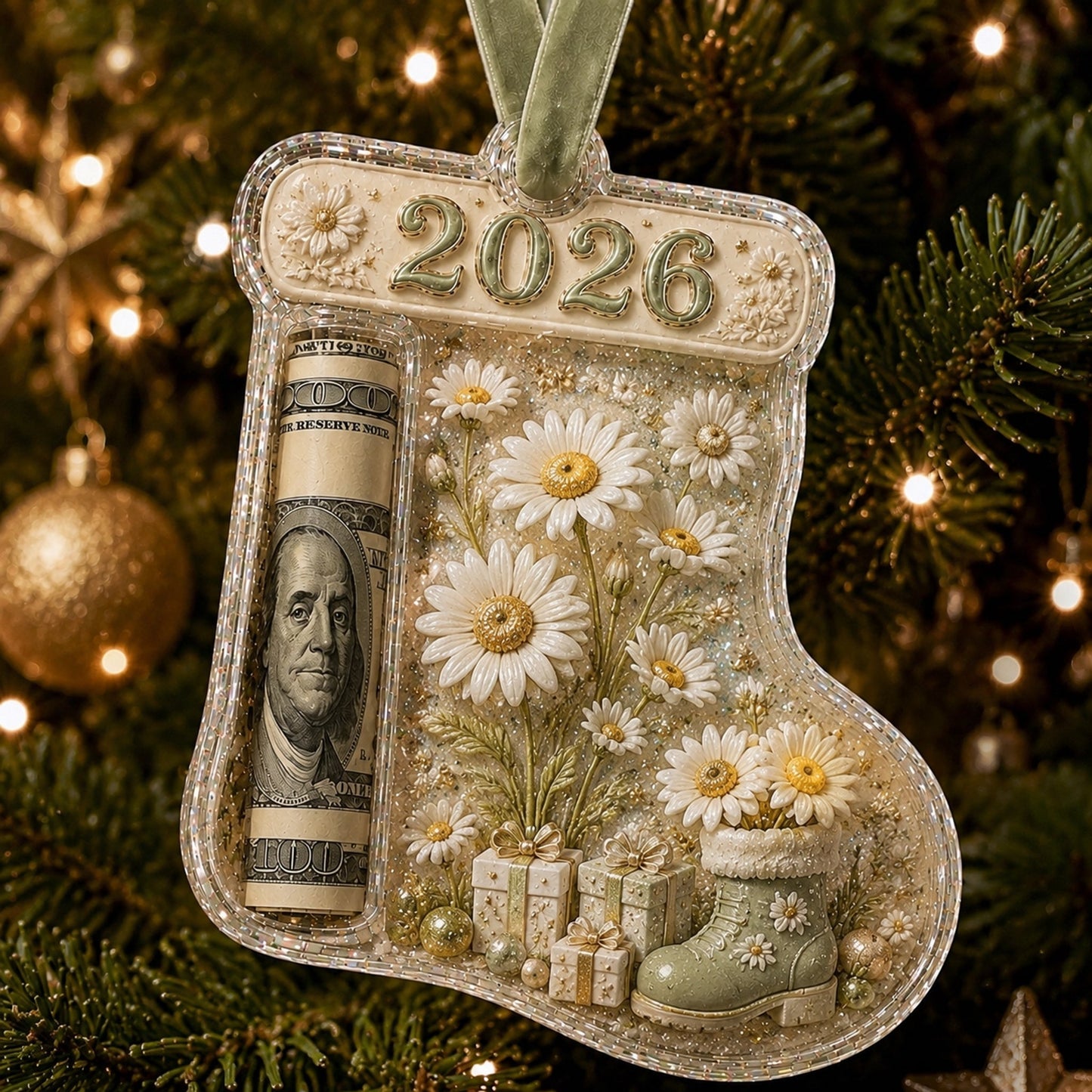 🎅 Cash Clip Christmas Tree Ornament – Novelty Holiday Money Gift Clip