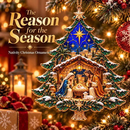 🎄✝️2026 Nativity Christmas Tree Ornament – ✨Stained Glass Holy Family Keepsake, Meaningful Faith Gift & Holiday Décor