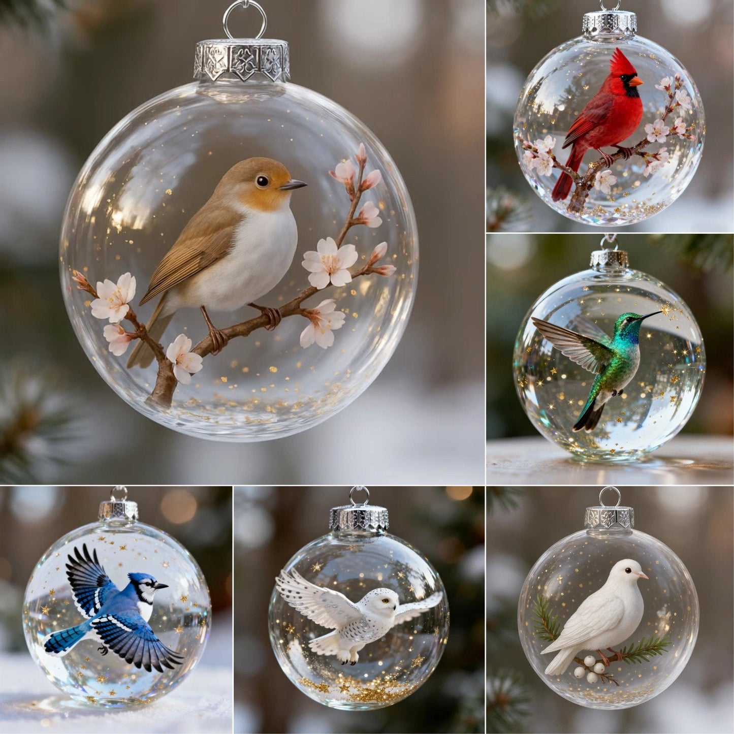 🔥🐦Nature's Birds Crystal Glass Ornament Gift Set