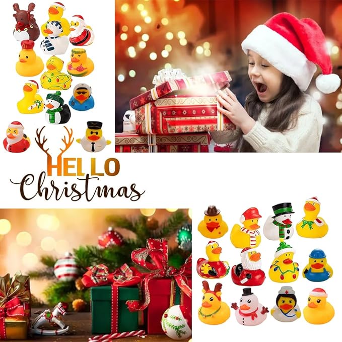 🎅24 Pcs Countdown Christmas Rubber Ducks Advent Calendar