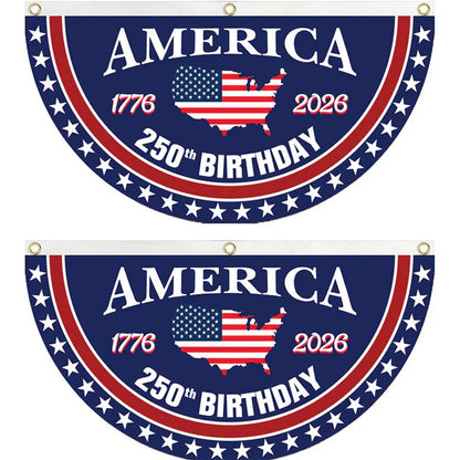 America 250th Birthday Semicircular Flag Banner