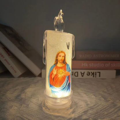 🕯️🕯️LED Prayer Flameless Candles, Jesus Saints Religious Decoration, Christmas Easter gift