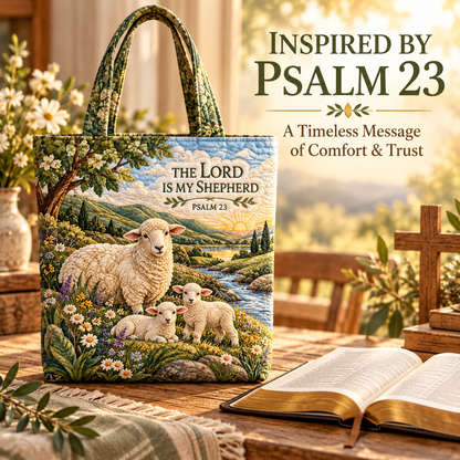 🐑 Psalm 23 Quilt-Inspired Tote Bag