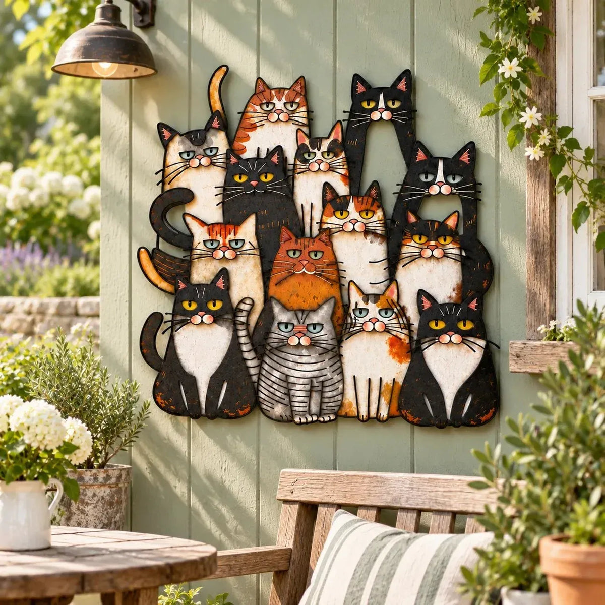 😻🐾Whimsical Cat Family Metal Wall Art