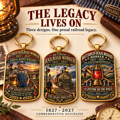🚂1827–2027 Retired Railroad Worker 200th Anniversary Commemorative Keychain – The Legacy Lives On