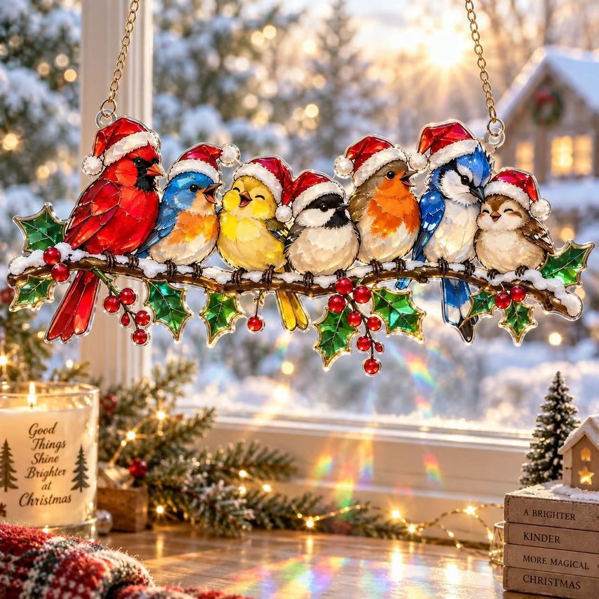 ✨ Whimsical Winter Suncatchers(11 types) | Shatterproof "Stained-Glass" Acrylic Window Hangings 🎄