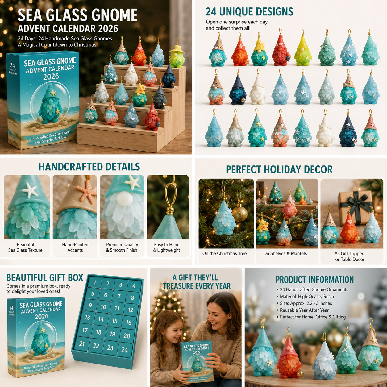 Twenty-four unique Sea Glass Gnome Advent Calendar designs and decorating ideas