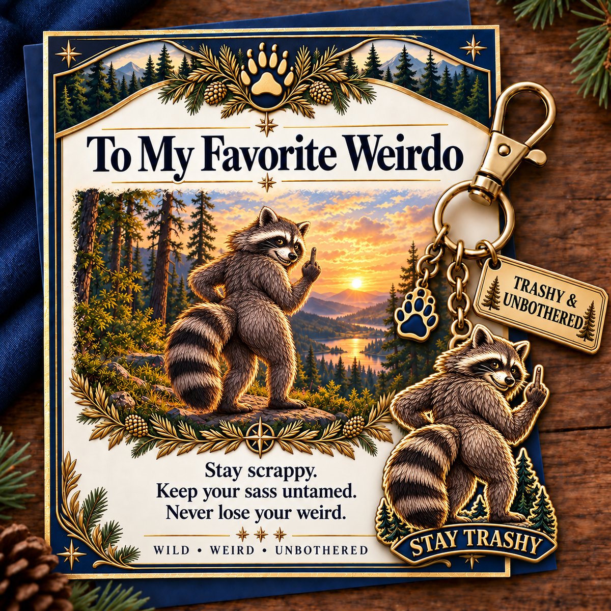 🔥Last Day 50% OFF "To My Favorite Weirdo" Funny Bigfoot Keychain & Gift Card Set 🌲🍑 - Sassy Gag Gift for Best Friends