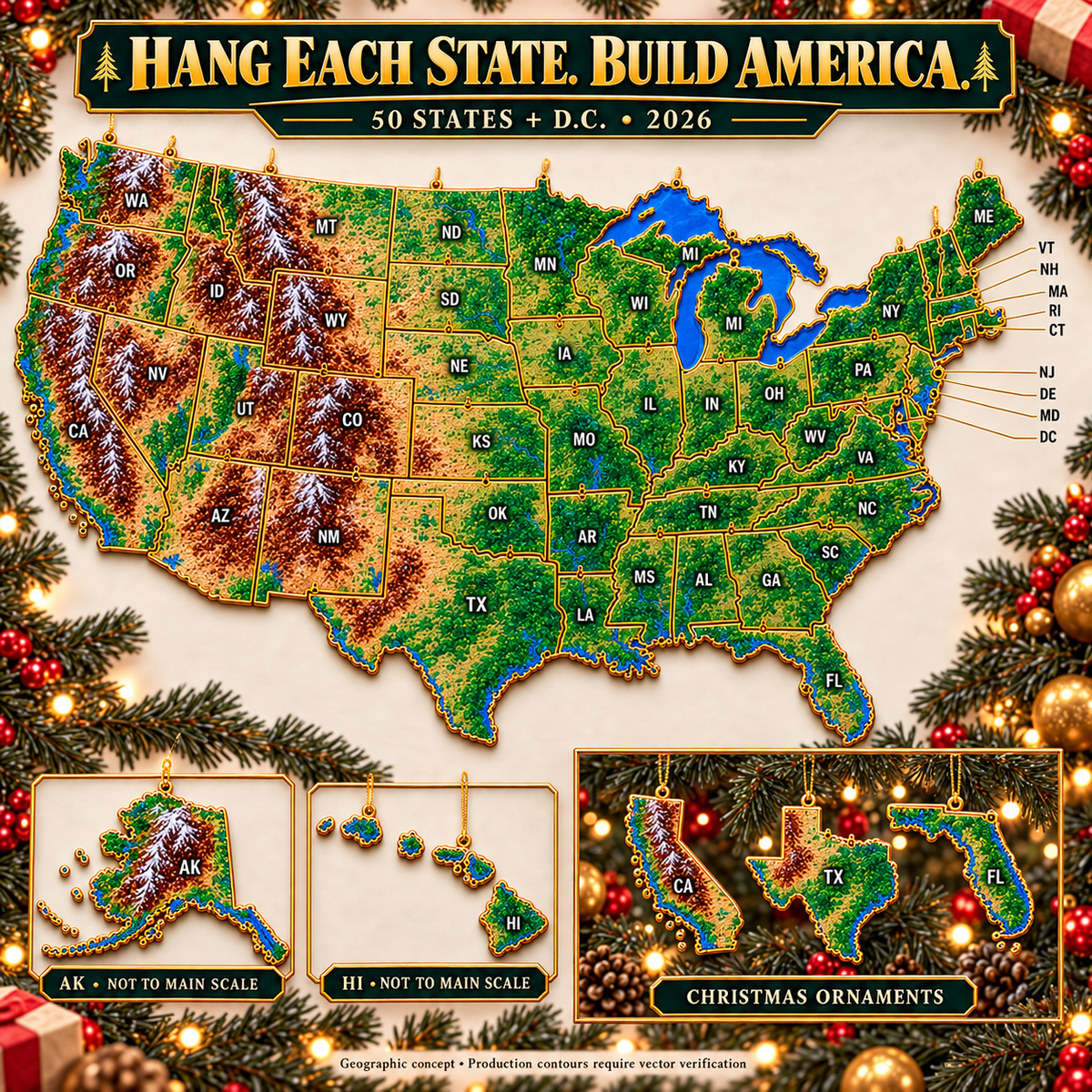 Our America — 50 States + D.C. Christmas Ornament Collection