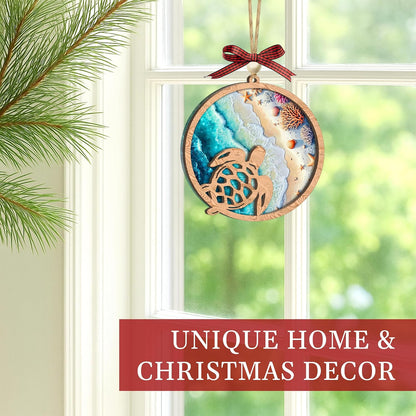 Sea Turtle Hanging Ornament – Coastal Ocean Decor & Meaningful Gift for Turtle Lovers