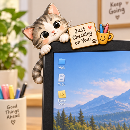 🐱🦝🐶Funny Animal Monitor Buddies – Cute Desk Companions With Hilarious Office Quotes