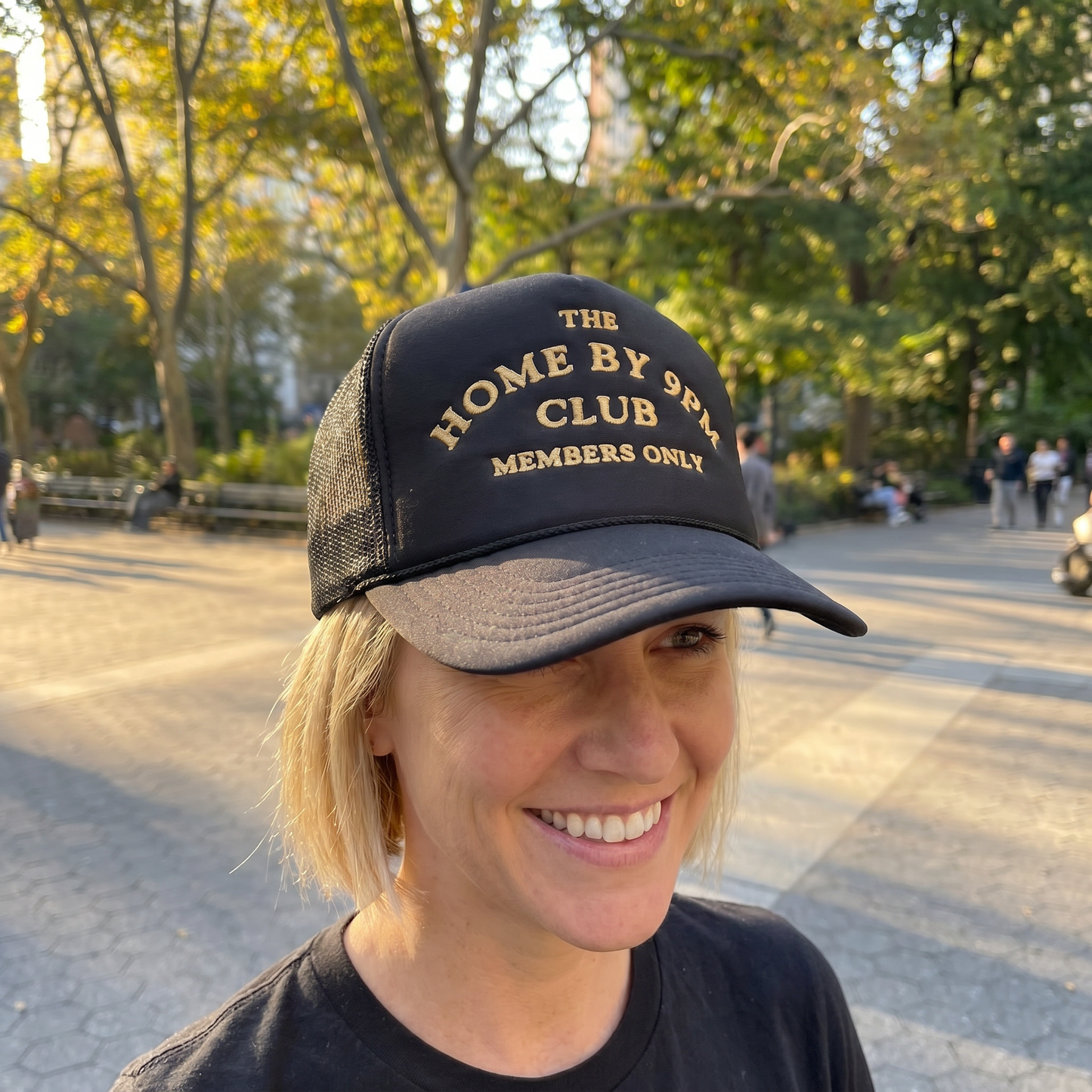 🧢 “THE HOME BY 9PM CLUB” Trucker Hat — Members Only Energy