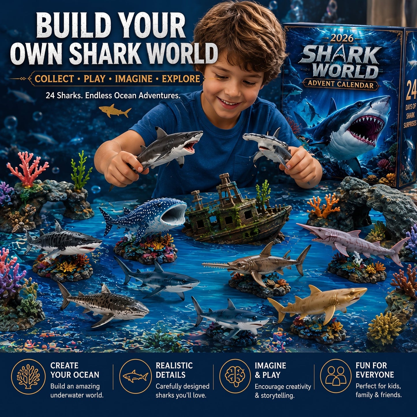 🔥50% Off Today Only-🦈 2026 Shark World Advent Calendar