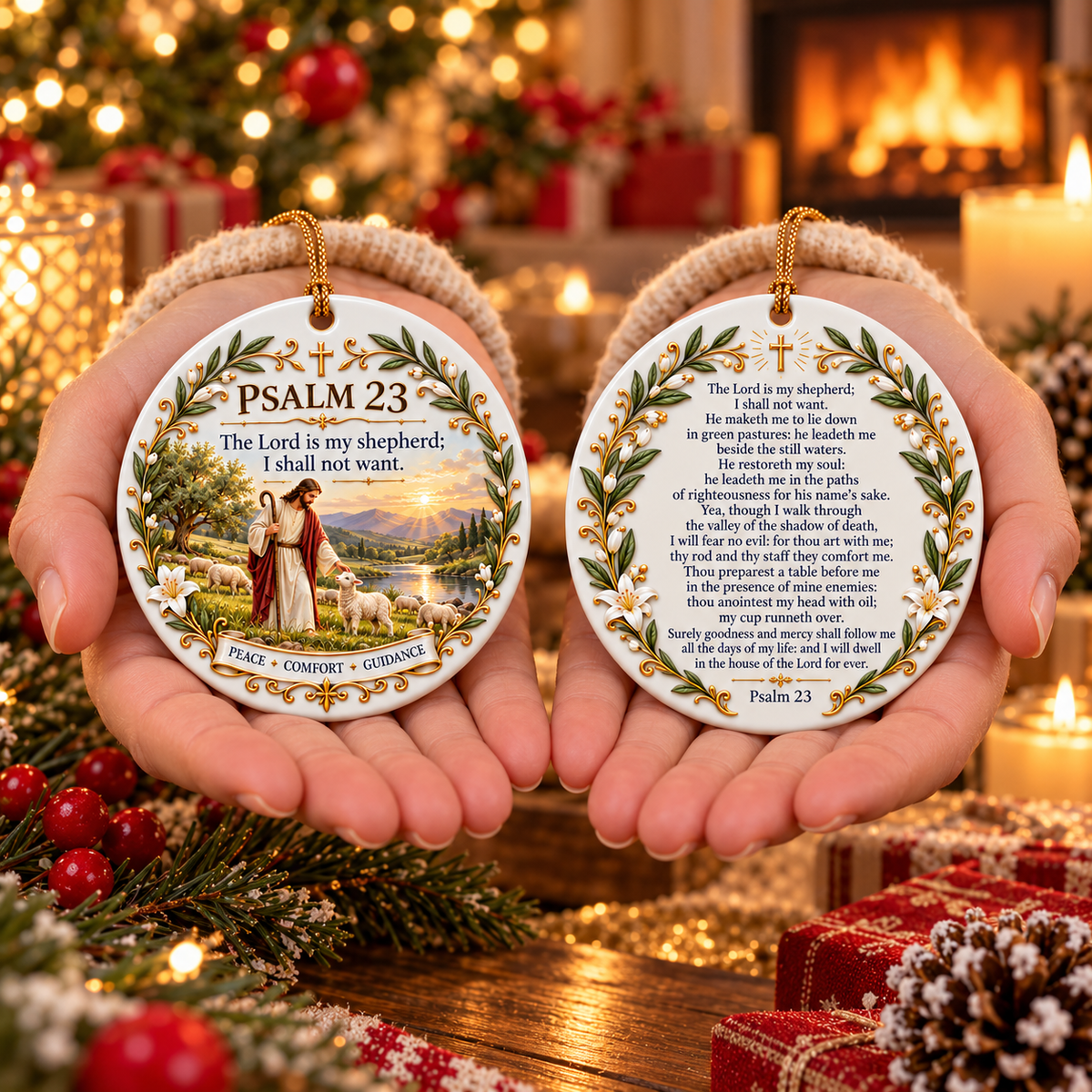 ⏳ Last Day 50% OFF —✝️ Faith & Blessing Double-Sided Ceramic Ornament