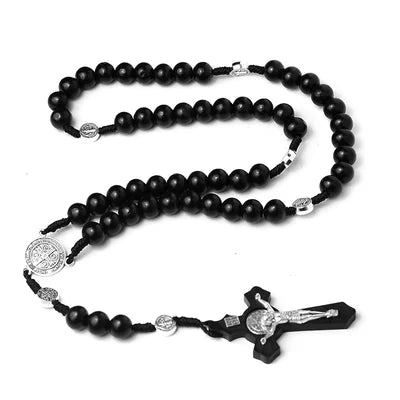 St Benedict Black Wood Rosarys