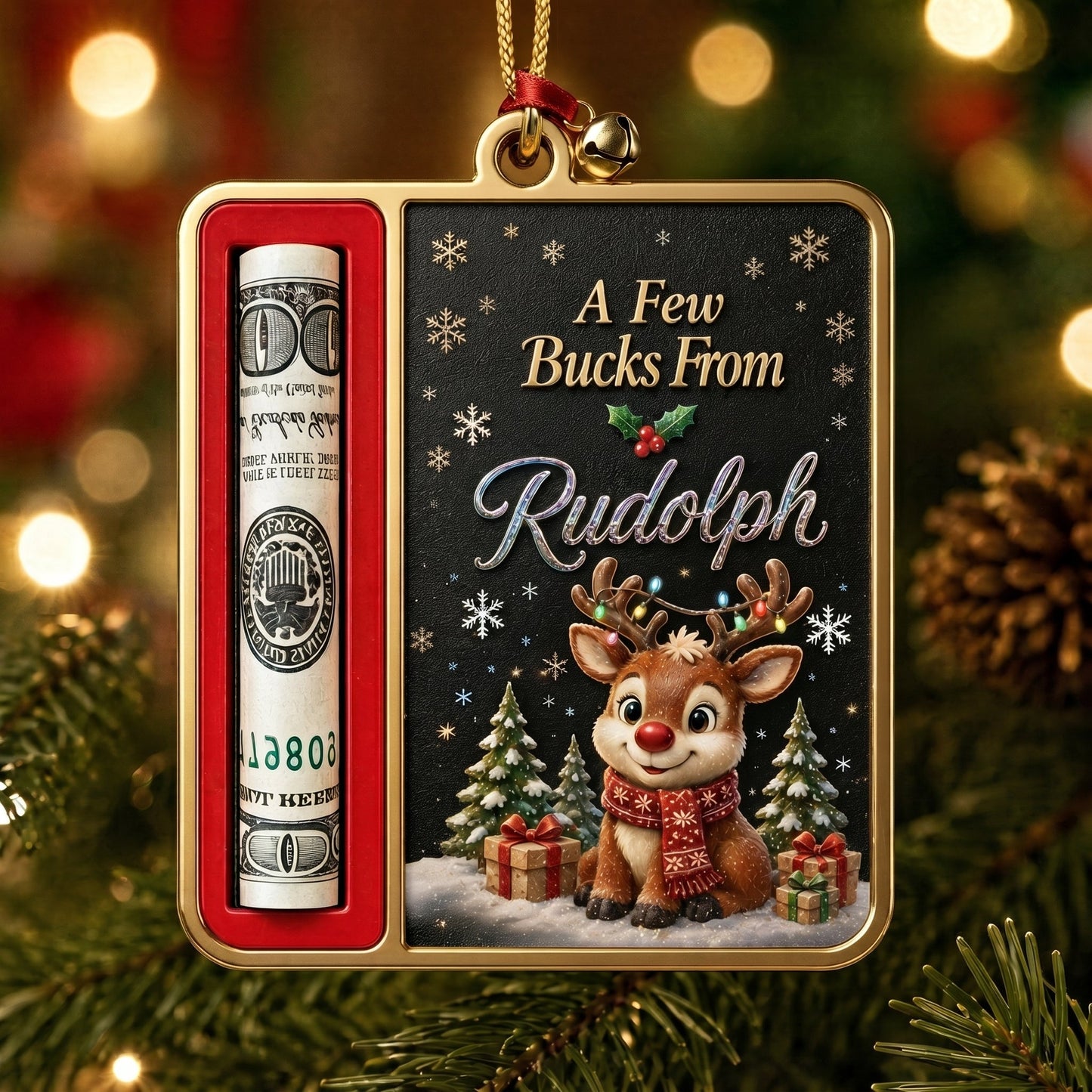 🎄 Christmas Money Holder Ornament – "A Few Bucks From Santa" Cash Gift Card 💰✨