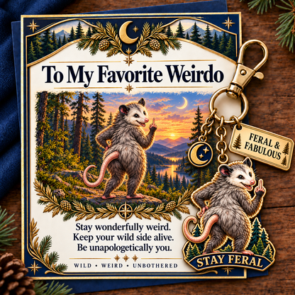 🔥Last Day 50% OFF "To My Favorite Weirdo" Funny Bigfoot Keychain & Gift Card Set 🌲🍑 - Sassy Gag Gift for Best Friends