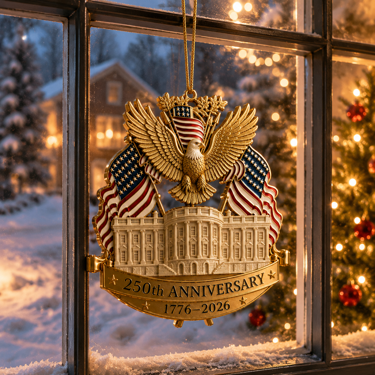 🔥250th Anniversary Gold Eagle White House Christmas Tree Ornament