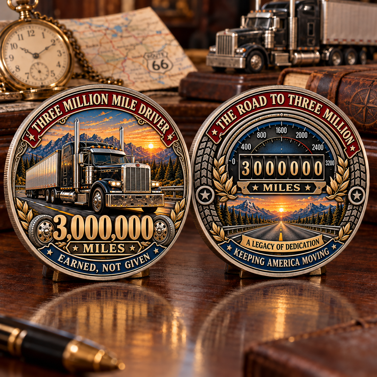 🚛 Truck Driver Mileage Milestone Commemorative Challenge Coin Collection
